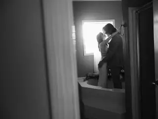 Wedding photo after the ceremony in Columbia, Missouri