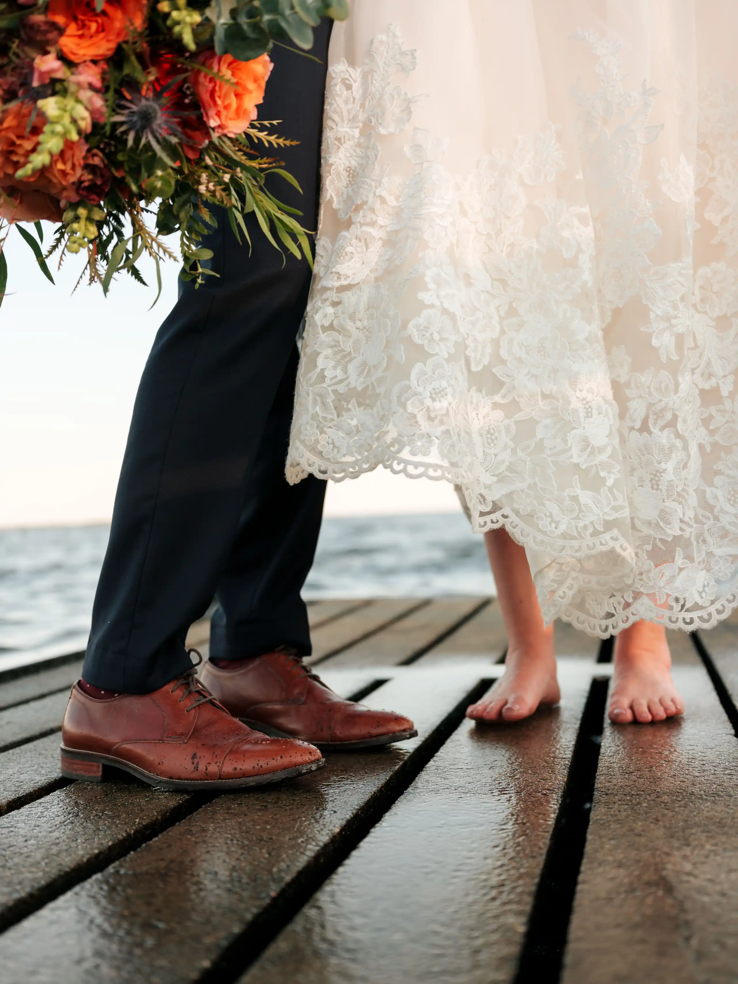 Elegant portrait beside a riverside venue