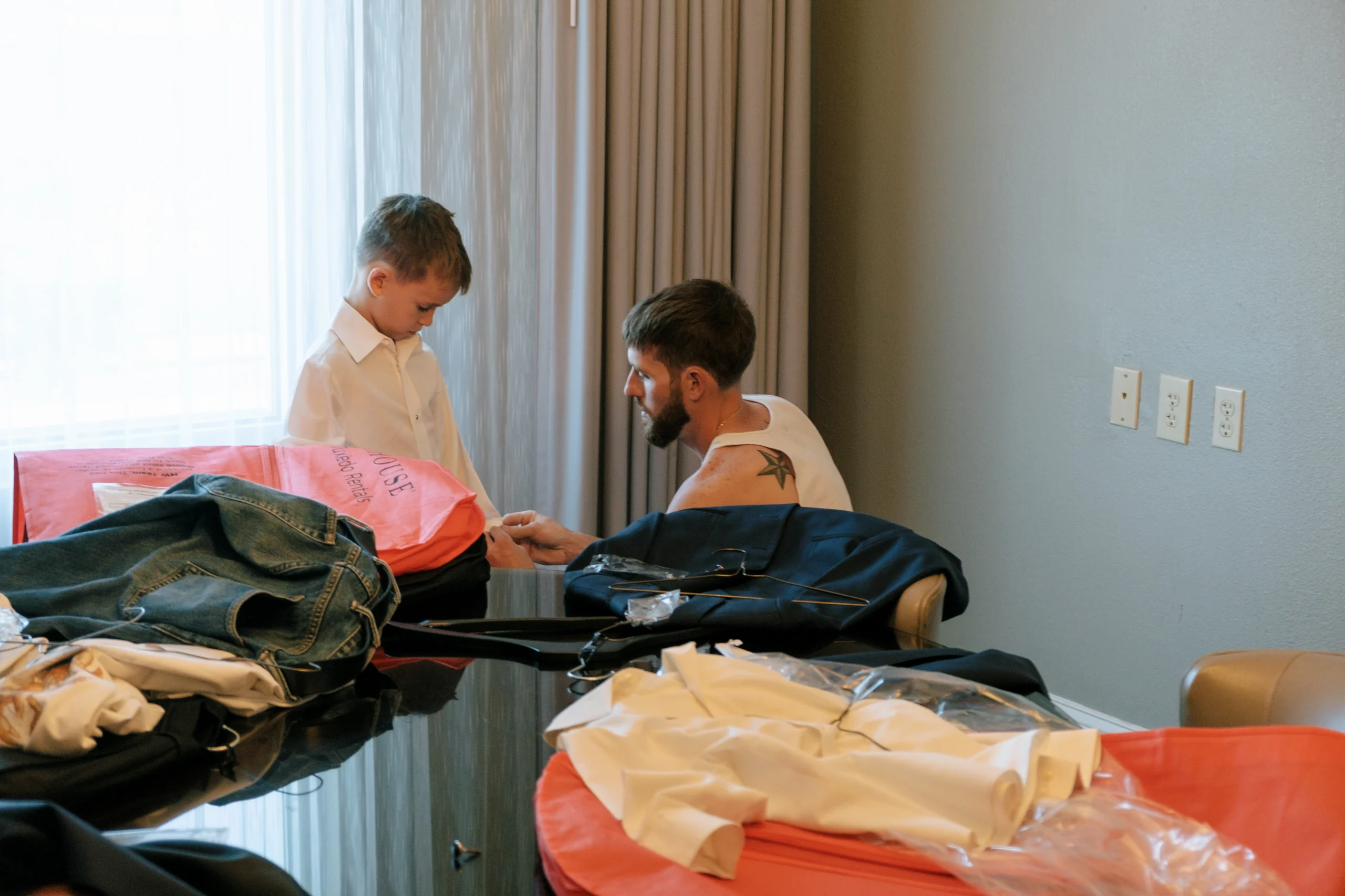 Couple portrait in downtown Wilmington after St. James Episcopal Church wedding ceremony